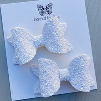 Small Mariah Piggy Clip Pair - White Glitter