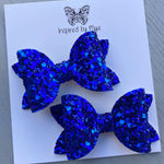 Small Mariah Piggy Clip Pair - Royal Blue Glitter