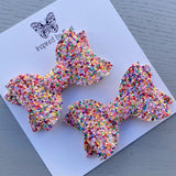 Small Mariah Piggy Clip Pair - Rainbow Sprinkles Glitter