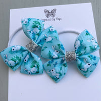 Elastic Bow Piggy Pair - Bunny Rabbits