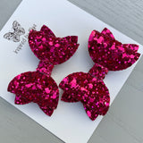 Small Mariah Piggy Clip Pair - Hot Pink Glitter