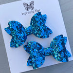 Small Mariah Piggy Clip Pair - Glam Blue Glitter