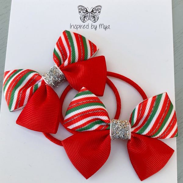 Elastic Bow Piggy Pair - Christmas