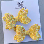 Small Mariah Piggy Clip Pair - Iridescent Yellow