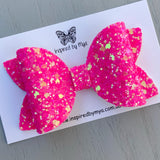 Alani Bow - Neon Hot Pink Glitter