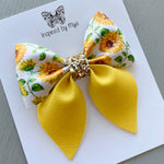 Medium Everly Bow Clip - Sunflowers