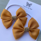 Elastic Bow Piggy Pair - Mustard