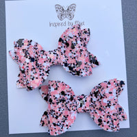 Small Mariah Piggy Clip Pair - Pink Black White Mix Glitter