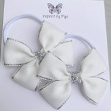 Elastic Bow Piggy Pair - White