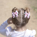 Small Everly Bow Piggy Pair Clips - Light Pink & White