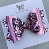 Large Charlotte Bow - Pink, Silver & Black
