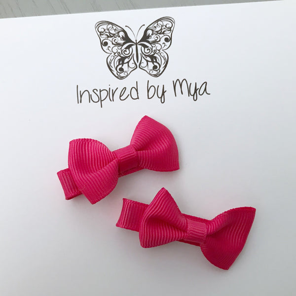 Tiny Bow Clip Piggy Pair - Hot Pink