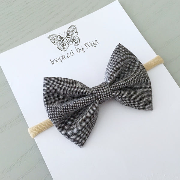 Layla Fabric Bow - Ash Grey