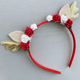 Christmas Floral Reindeer Headband