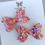 Small Mariah Piggy Clip Pair - Rainbow Glitter