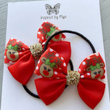 Elastic Bow Piggy Pair - Christmas