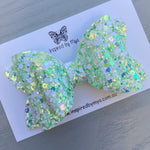 Charlotte Bow - Green & White Mix Glitter