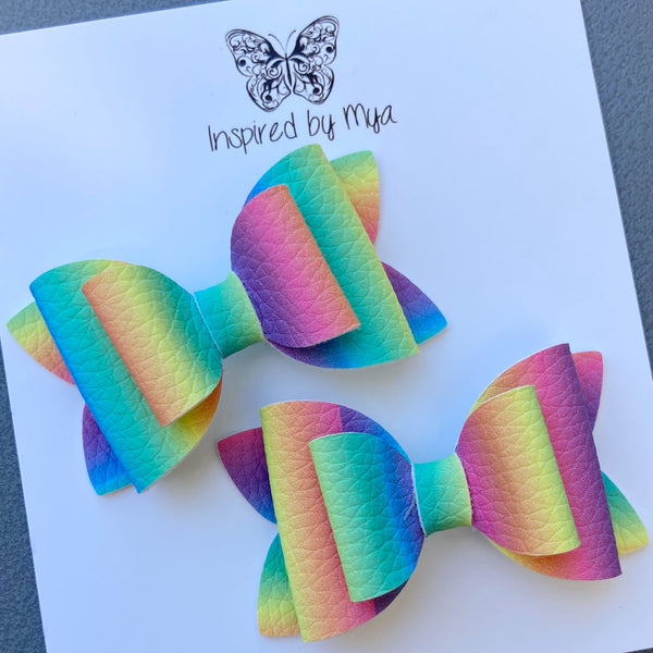 Small Pippa Piggy Clip Pair - Bright Rainbow