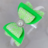 Large Charlotte Bow Headband - Lime Green Delight