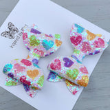 Small Mariah Piggy Clip Pair - Rainbow Iridescent Hearts