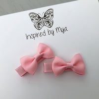 Tiny Bow Clip Piggy Pair - Pink