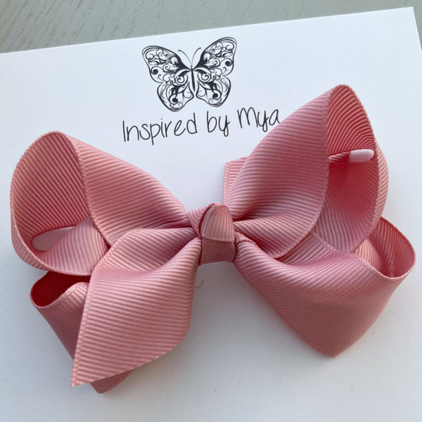 4 Inch Boutique Bow Clip - Dusty Pink