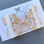 Charlotte Bow - White & Rose Gold Glitter