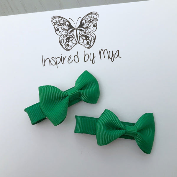 Tiny Bow Clip Piggy Pair - Green