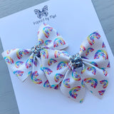 Small Everly Bow Piggy Pair Clips - Rainbows