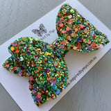 Alani Bow - Rainbow Green Glitter