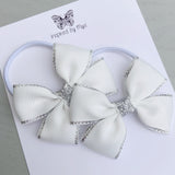 Elastic Bow Piggy Pair - White