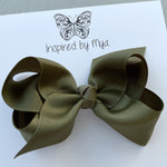 4 Inch Boutique Bow Clip - Olive Green