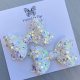 Small Mariah Piggy Clip Pair - White Mix Glitter