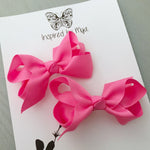 Boutique Bow Piggy Pair - Bright Pink