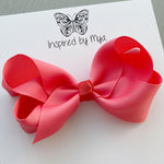 4 Inch Boutique Bow Clip - Coral Pink