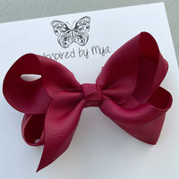 4 Inch Boutique Bow Clip - Maroon