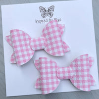 Small Mariah Piggy Clip Pair - Pink & White Gingham