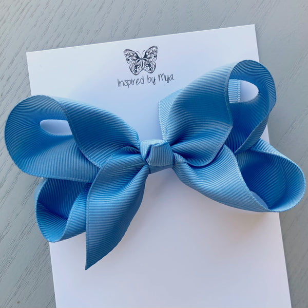 4 Inch Boutique Bow Clip - Dusty Blue