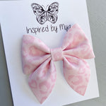 Medium Everly Bow Clip - Pink Leopard Suede