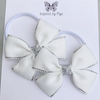 Elastic Bow Piggy Pair - White