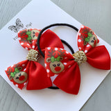 Elastic Bow Piggy Pair - Christmas