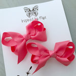 Boutique Bow Piggy Pair - Coral Pink