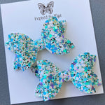 Small Mariah Piggy Clip Pair - Blue Mix Glitter