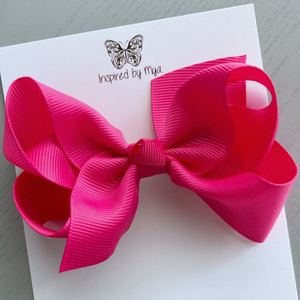 4 Inch Boutique Bow Clip - Hot Pink