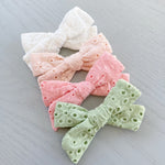 Embroidered Knot Bow - 4 Colour Options