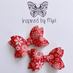 Small Pippa Piggy Clip Pair - Christmas Snowflakes