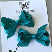 Boutique Bow Piggy Pair - Teal Green