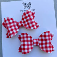 Small Mariah Piggy Clip Pair - Red & White Gingham