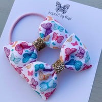 Elastic Bow Piggy Pair - Butterflies