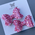 Small Mariah Piggy Clip Pair - Pink Glam Glitter